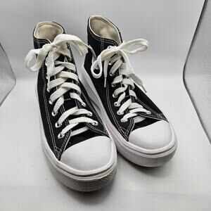 Converse Chuck Taylor Womens Move Hi Black White Platform Sneakers 568497C Sz 8